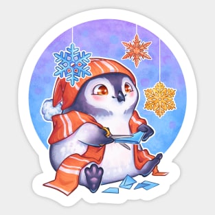 Penguin with Snowflakes Sticker